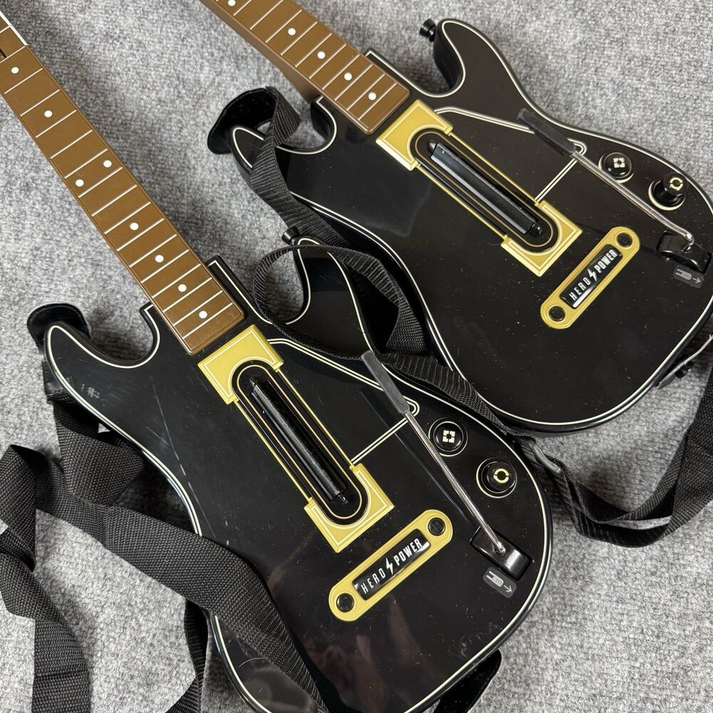 (2) Activision Xbox One/360 PS3 PS4 Guitar Hero Power Wireless Guitar No Dongle